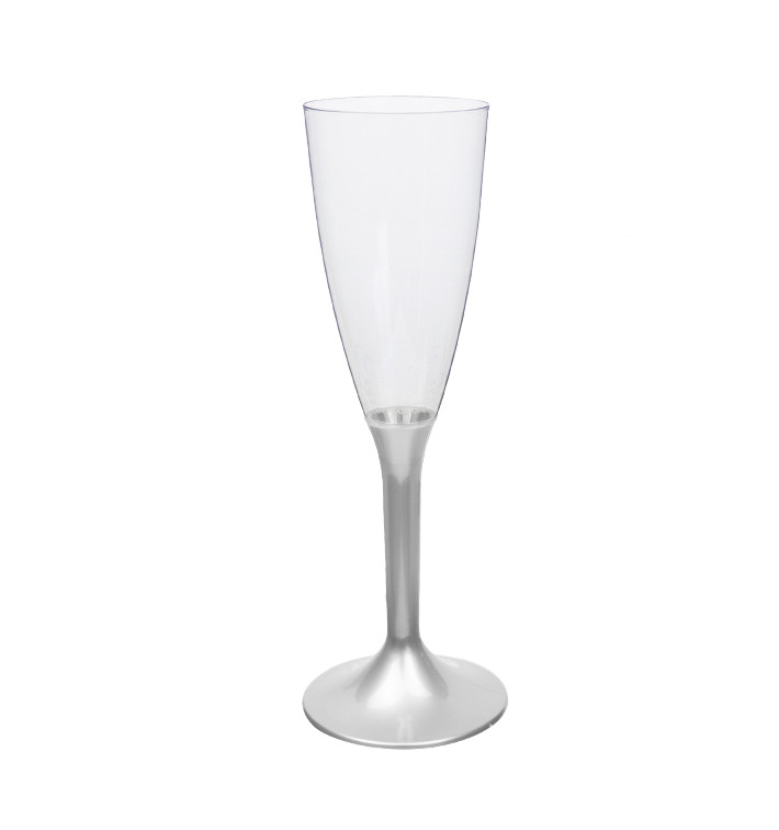 Plastic stam fluitglas Mousserende Wijn grijs 120ml 2P (20 stuks) Plastic stam fluitglas Mousserende Wijn grijs 120ml 2P (20 stuks)