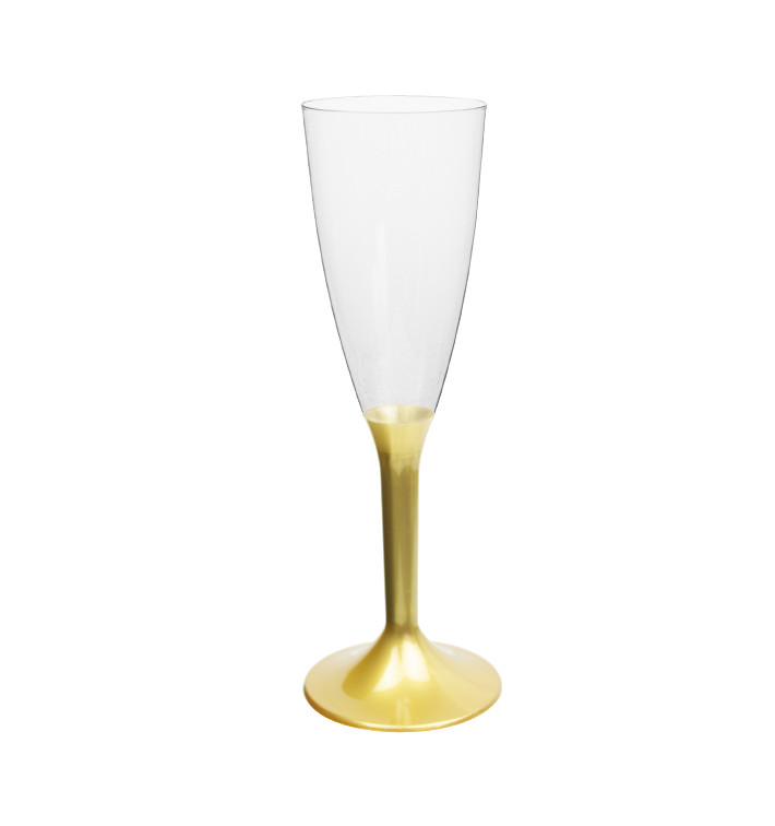 Plastic stam fluitglas Mousserende Wijn goud 120ml 2P (20 stuks) Plastic stam fluitglas Mousserende Wijn goud 120ml 2P (20 stuks)