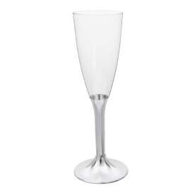 Plastic stam fluitglas Mousserende Wijn niquel chroom 120ml 2P (40 stuks)