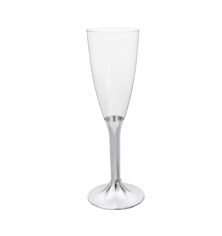 Plastic stam fluitglas Mousserende Wijn niquel chroom 120ml 2P (40 stuks) Plastic stam fluitglas Mousserende Wijn niquel chroom 120ml 2P (40 stuks)