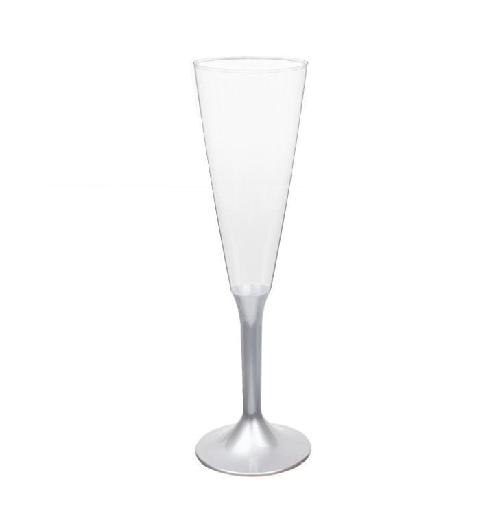 Plastic stam fluitglas Mousserende Wijn grijs 160ml 2P (200 stuks) Plastic stam fluitglas Mousserende Wijn grijs 160ml 2P (200 stuks)