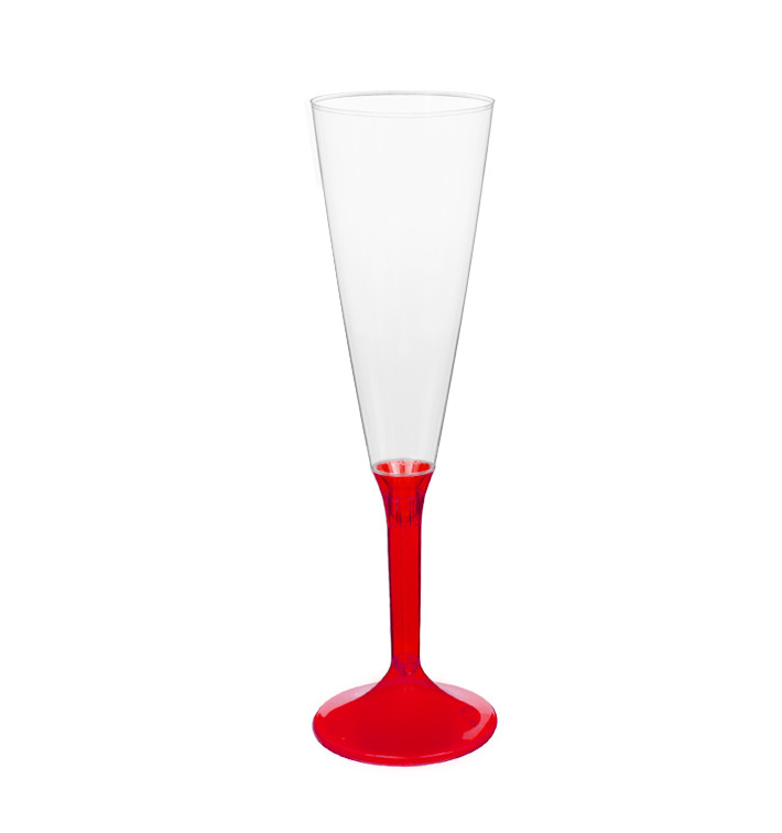 Plastic stam fluitglas Mousserende Wijn rood transparant 160ml 2P (20 stuks) Plastic stam fluitglas Mousserende Wijn rood transparant 160ml 2P (20 stuks)