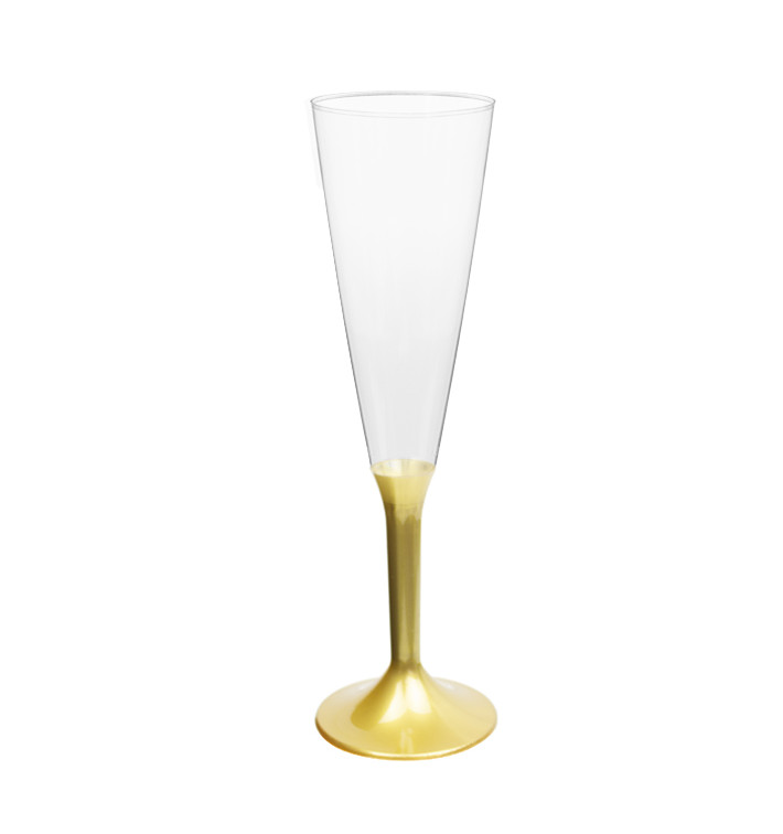 Plastic stam fluitglas Mousserende Wijn goud 160ml 2P (20 stuks) Plastic stam fluitglas Mousserende Wijn goud 160ml 2P (20 stuks)