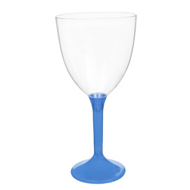 Plastic stamglas wijn blauw transparant verwijderbare stam 300ml (20 stuks)