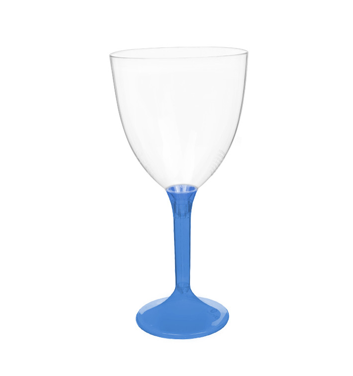Plastic stamglas wijn blauw transparant verwijderbare stam 300ml (20 stuks) Plastic stamglas wijn blauw transparant verwijderbare stam 300ml (20 stuks)