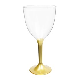 Plastic stamglas wijn goud verwijderbare stam 300ml (20 stuks)