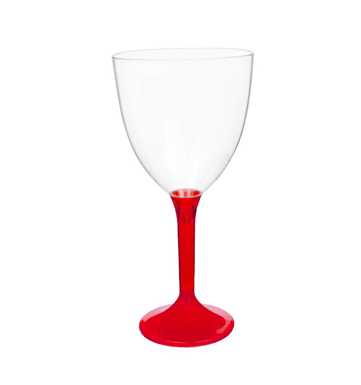 Plastic stamglas wijn rood transparant verwijderbare stam 300ml (20 stuks) Plastic stamglas wijn rood transparant verwijderbare stam 300ml (20 stuks)