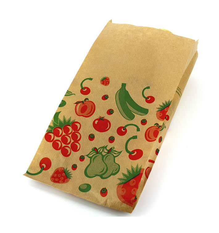Papieren voedsel zak Fruit Design 14+7x28cm (1000 stuks) Papieren voedsel zak Fruit Design 14+7x28cm (1000 stuks)