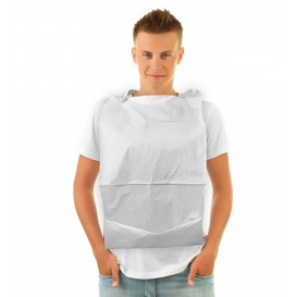 Wegwerp volwassen slabbetje met zak wit 36x65cm (125 stuks) 