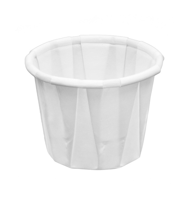 Geplooide papieren souffle beker 22ml (5000 stuks) Geplooide papieren souffle beker 22ml (5000 stuks)