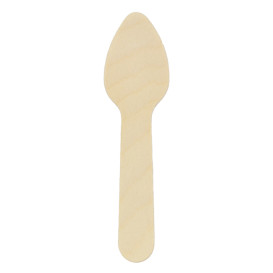 Houten mini lepel 7,5cm (100 stuks) 