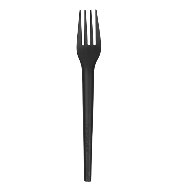 Biologisch afbreekbare vork CPLA Zwart 17cm (1.000 stuks)