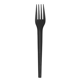 Biologisch afbreekbare vork CPLA Zwart 17cm (25 stuks)