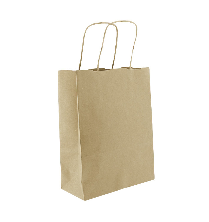 Papieren zak met handgrepen kraft 100g/m² 18+8x24cm (25 stuks) Papieren zak met handgrepen kraft 100g/m² 18+8x24cm (25 stuks)