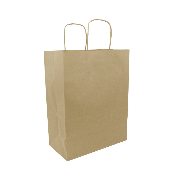 Papieren zak met handgrepen kraft bruin 100g/m² 25+13x33cm (200 stuks) Papieren zak met handgrepen kraft bruin 100g/m² 25+13x33cm (200 stuks)