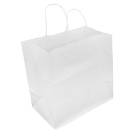 Papieren zak met handgrepen kraft wit 80g/m² 30+18x29cm (250 stuks)