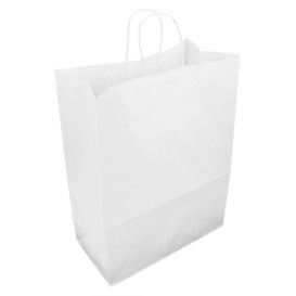 Papieren zak met handgrepen kraft wit 90g/m² 32+16x43cm (250 stuks)