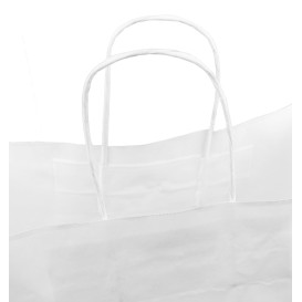 Papieren zak met handgrepen kraft wit 90g/m² 32+16x43cm (250 stuks)