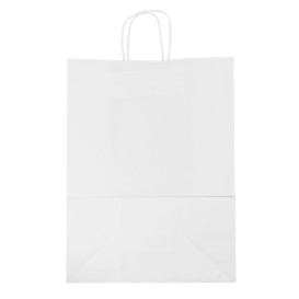 Papieren zak met handgrepen kraft wit 90g/m² 32+16x43cm (250 stuks)