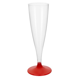 Plastic stam fluitglas Mousserende Wijn rood transparant 140ml 2P (400 stuks)