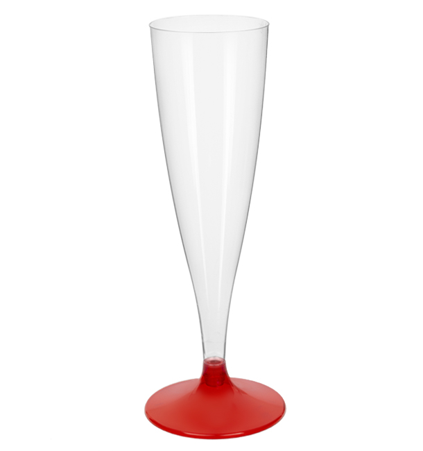 Plastic stam fluitglas Mousserende Wijn rood transparant 140ml 2P (20 stuks)
