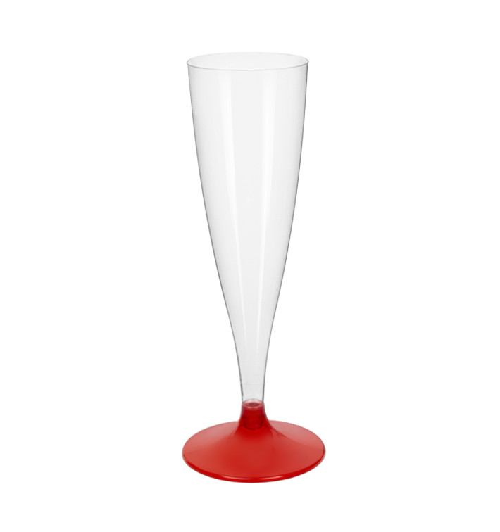 Plastic stam fluitglas Mousserende Wijn rood transparant 140ml 2P (20 stuks)