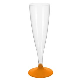 Plastic stam fluitglas Mousserende Wijn oranje transparant 140ml 2P (20 stuks)