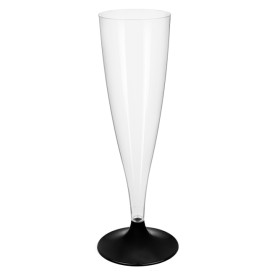 Plastic stam fluitglas Mousserende Wijn zwart 140ml 2P (20 stuks)