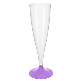 Plastic stam fluitglas Mousserende Wijn lila 140ml 2P (20 stuks)