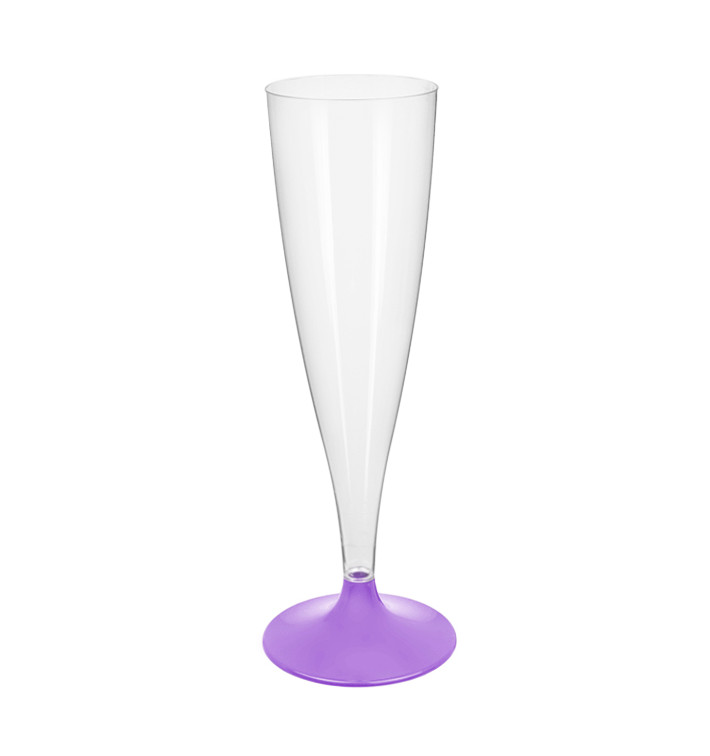 Plastic stam fluitglas Mousserende Wijn lila 140ml 2P (20 stuks) Plastic stam fluitglas Mousserende Wijn lila 140ml 2P (20 stuks)