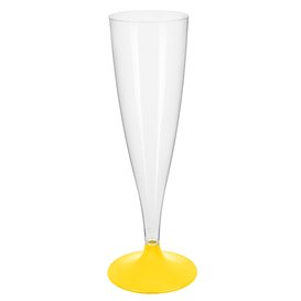 Plastic stam fluitglas Mousserende Wijn geel 140ml 2P (20 stuks)