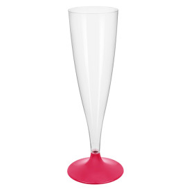 Plastic stam fluitglas Mousserende Wijn fuchsia 140ml 2P (20 stuks)