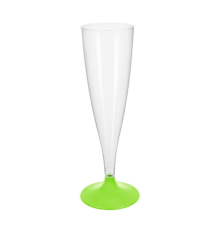 Plastic stam fluitglas Mousserende Wijn limoengroen 140ml 2P (20 stuks) Plastic stam fluitglas Mousserende Wijn limoengroen 140ml 2P (20 stuks)