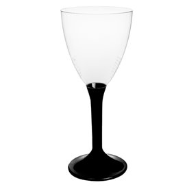 Plastic stamglas wijn zwart verwijderbare stam 180ml (20 stuks)