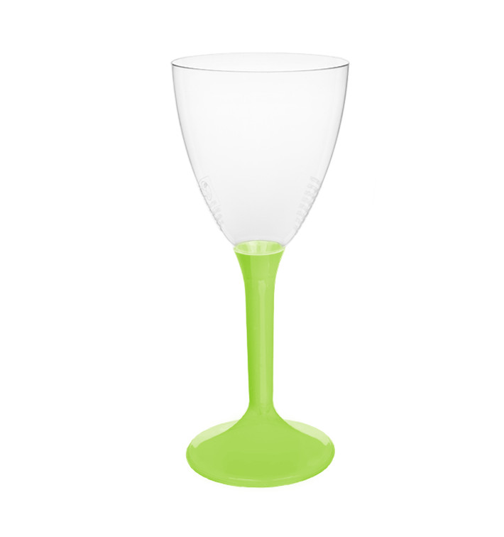Plastic stamglas wijn limoengroen verwijderbare stam 180ml (200 stuks) Plastic stamglas wijn limoengroen verwijderbare stam 180ml (200 stuks)