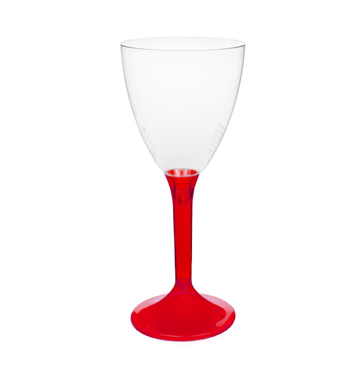 Plastic stamglas wijn rood transparant verwijderbare stam 180ml (200 stuks) Plastic stamglas wijn rood transparant verwijderbare stam 180ml (200 stuks)
