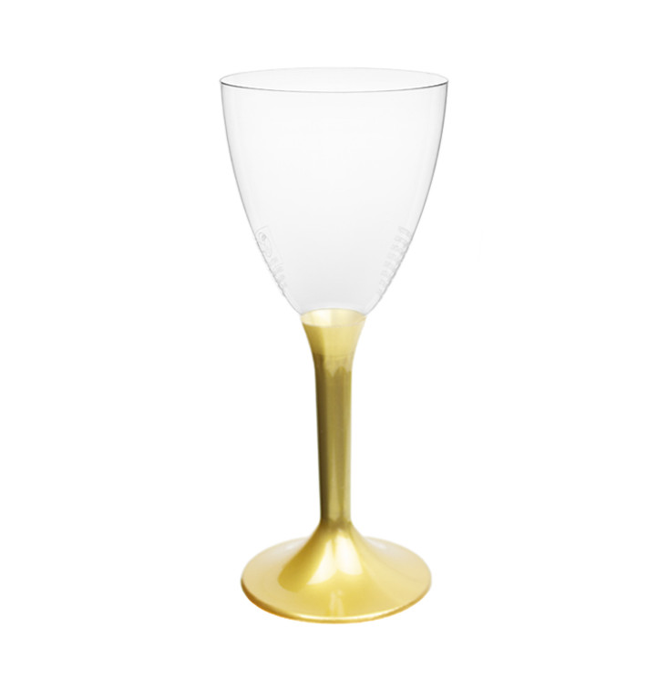 Plastic stamglas wijn goud verwijderbare stam 180ml (20 stuks) Plastic stamglas wijn goud verwijderbare stam 180ml (20 stuks)