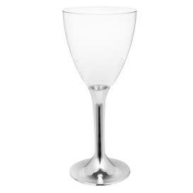 Plastic stamglas wijn zilver chroom verwijderbare stam 180ml (200 stuks)