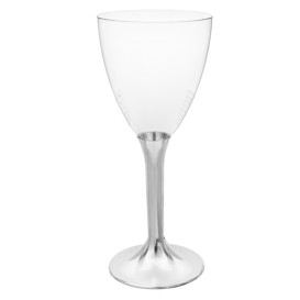 Plastic stamglas wijn niquel chroom verwijderbare stam 180ml (40 stuks)