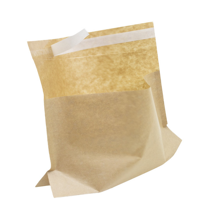Papieren voedsel zak Autoseal kraft 21x17cm (100 stuks) Papieren voedsel zak Autoseal kraft 21x17cm (100 stuks)