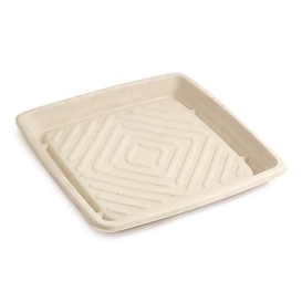 Suikerriet dienblad Vierkant Naturel 27x27cm (5 stuks) 