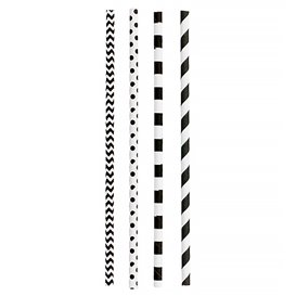 Papieren rechte rietjes zwart pakket Ø0,6cm 20cm (3.000 stuks)