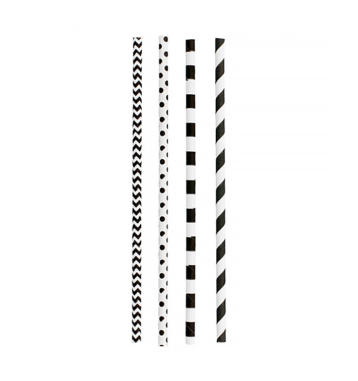 Papieren rechte rietjes zwart pakket Ø0,6cm 20cm (3.000 stuks) Papieren rechte rietjes zwart pakket Ø0,6cm 20cm (3.000 stuks)