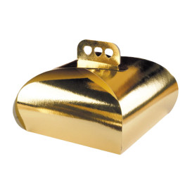 Papieren cake doosje met Hendel Cake vorm goud 27,5x27,5x14cm (50 stuks) 