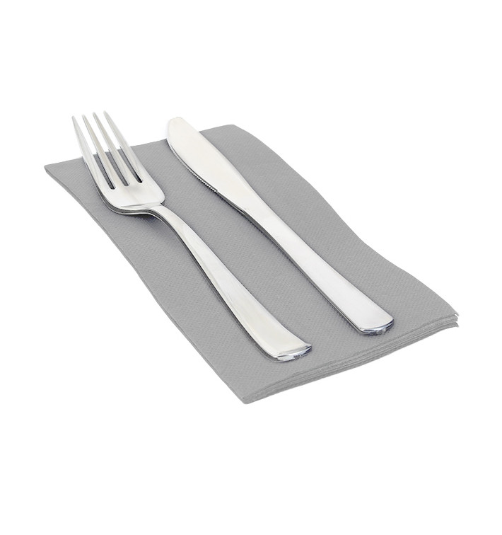 Papieren servet dubbel punt 1/8 grijs 40x40cm (50 stuks) Papieren servet dubbel punt 1/8 grijs 40x40cm (50 stuks)