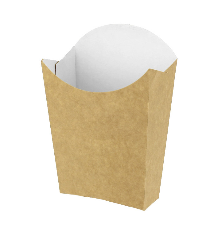 Papieren Container voor frietenkraft medium maat 8,2x3,5x12,5cm (500 stuks) Papieren Container voor frietenkraft medium maat 8,2x3,5x12,5cm (500 stuks)