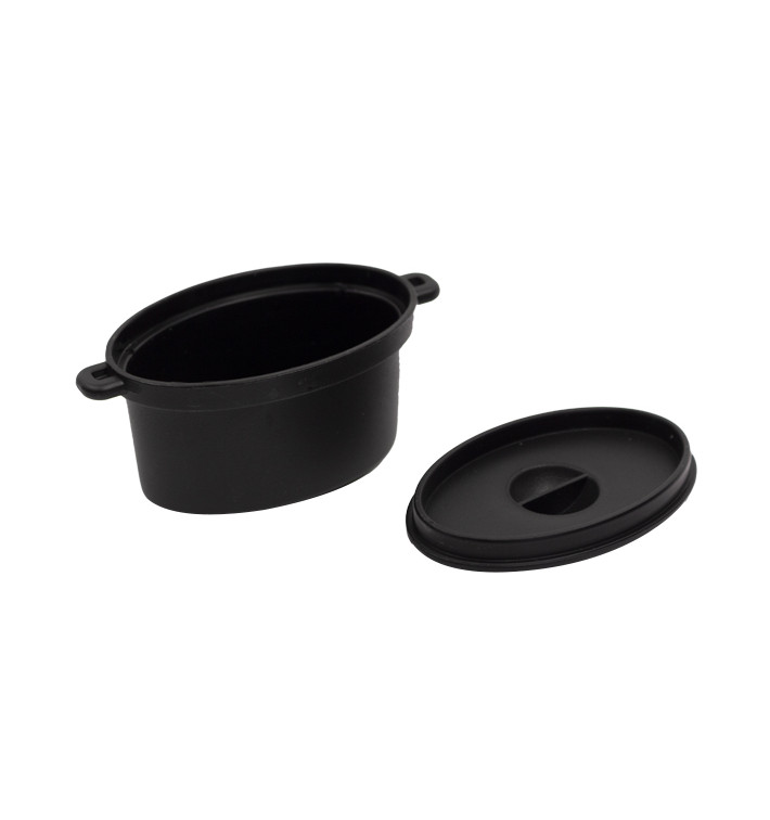 Proeverij ovenschotel met deksel PPzwart 7,5x6,5cm 60ml (10 stuks) Proeverij ovenschotel met deksel PPzwart 7,5x6,5cm 60ml (10 stuks)