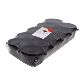 Proeverij ovenschotel met deksel PPzwart 7,5x6,5cm 60ml (10 stuks)