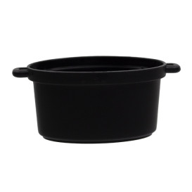 Proeverij ovenschotel met deksel PPzwart 7,5x6,5cm 60ml (10 stuks)