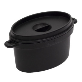 Proeverij ovenschotel met deksel PPzwart 7,5x6,5cm 60ml (200 stuks)